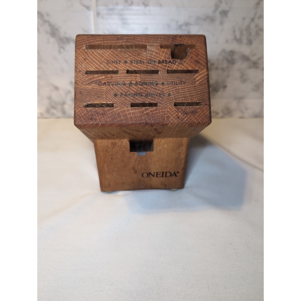 Vintage Oneida 9 Slot Knife Block Wood